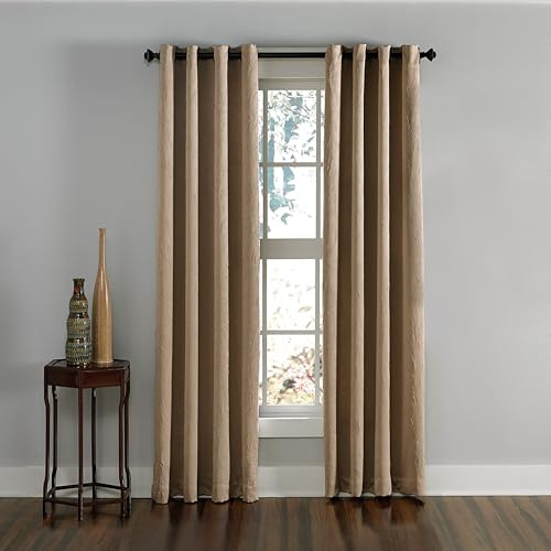 Curtainworks Lenox Grommet Curtain, 50 x 84 in, Taupe, 1 Panel