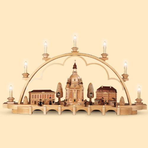 Müller Schwibbogen Alt Dresden, Länge 80 cm, Natur, elektrisch beleuchtet (230V, 50Hz Nicht für USA und Japan), Limitierte Auflage, original Erzgebirge von Müller Seiffen