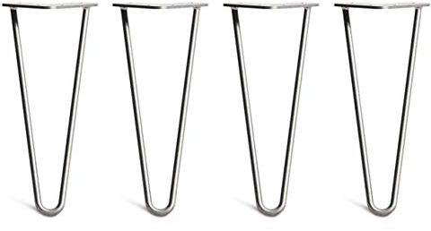 The Hairpin Leg Co. 4X Haarnadel-Tischbeine: Doppel-Schweiß Stahl, Schrauben, Anleitung, Schutzfüße. Klassischer 10mm 2 Stangen Stil. 30cm Rohstahl