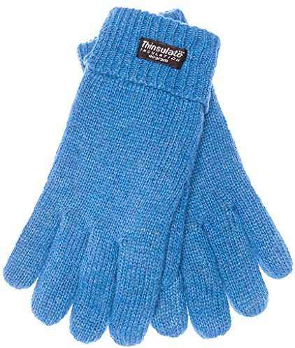 EEM Damen Strickhandschuhe, weiche Wolle, Thinsulate Thermofutter, blau S/M
