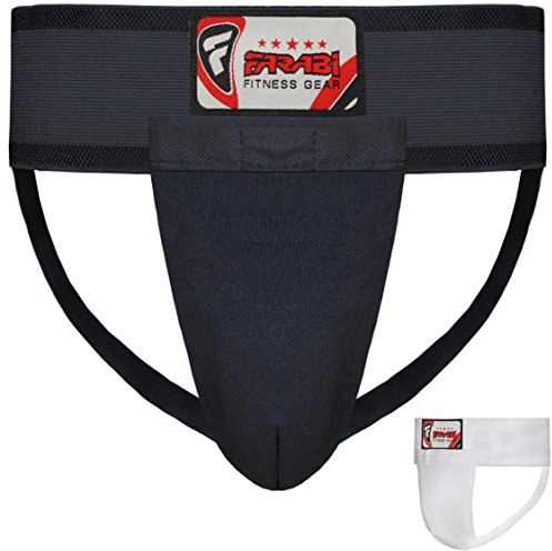 Farabi Sports Tiefschutz Herren Kampfsport Tiefschutz MMA Muay Thai Suspensorium Herren (Black, L)