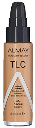 Almay Liquid Foundation, Truly Lasting Color, Long Wearing Natural Finish, Vitamin E and Lemon Extract, Hypoallergenic, Cruelty-Free, Dermatologist Tested, 220 Neutral, 1 fl oz