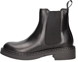 Frau, Stivaletti Casual Donna in Morbida Pelle Nera, con Elastico Bilaterale e Pull Up sul Retro, Suola Antiscivolo in Gomma di 3 cm, Profilo Arricchito con Intagli Decorativi, 40, Made in Italy
