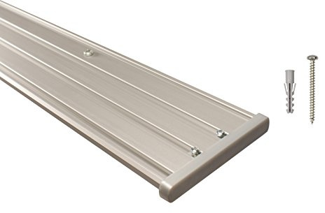 Gardinenschienen 4 läufig aus Aluminium in alu Silber - vorgebohrt, 280 cm (2 x 140 cm)