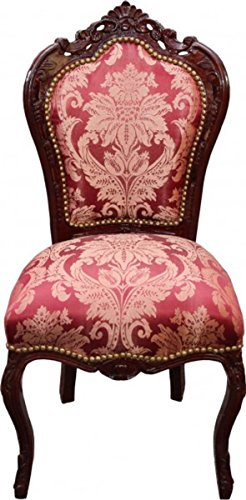 Casa Padrino Barock Esszimmer Stuhl Bordeaux Muster/Braunrot - Antik Möbel - Limited Edition
