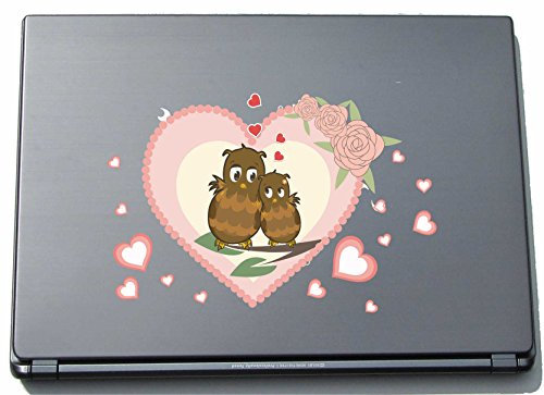 Laptopaufkleber Laptopskin lovely009 - Süße Herzen - zwei Pinguine - 210 mm Aufkleber