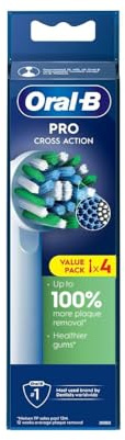 Oral B Cross Action Electric Toothbrush Replacement Brush Heads Refill, 4Count