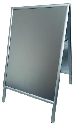 Deflecto A1 Aluminium Pavement Sign A-Board Silver, Snap Frame, Free Stand | Lightweight aluminium frame, easy to move and store. Front opening snap frame for fast changes. Freestanding indoors or out.