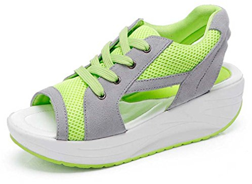 Solshine Damen Offene Zehen Orthopädische Plateau Sport Sandalen M198 Grün 39EU