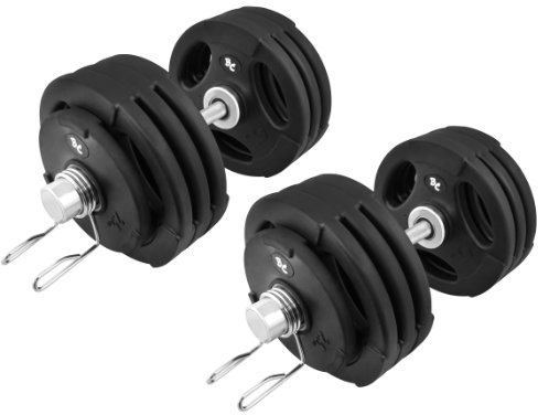 Oly. Gummi-Gripper Kurzhantel-Set 80Kg (2 x Oly. Kurzhantelstange 51cm, 4x2,5 und 12x5Kg Hantelscheiben) Hantelset Hanteln