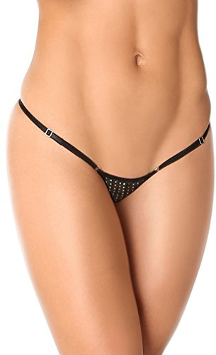 Sexy Locker Women's Micro Thong T String Adjustable Low Rise Black 7032