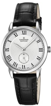 Candino C4593/2 Damen-Quarzuhr mit weißem Zifferblatt, Analog-Anzeige und schwarzem Lederarmband, weiß/schwarz, Armband