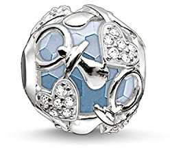 Thomas Sabo Damen-Bead Happy Baby Boy Karma Beads 925 Sterling Silber Zirkonia weiß hellblau K0158-843-31