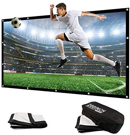 200 Inch Large Projector Screen Big 16:9 3D Portable Movie Screen Folding Projection Screen HD for Outdoor Indoor Home Theater Church with a Black Projector Bag