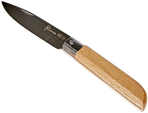 Fiori Cortés-Coltello 84 mm, con Punta Dritta con Manico in faggio