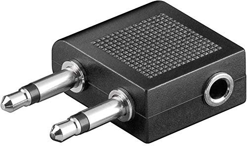 Goobay 61004 Adaptateur de casque AUX pour les voyages/l’avion ; prise Jack 3 5 mm femelle - 2 connecteurs Jack 3 5 mm (2 broches mono) > Prise Jack 3 5 mm (3 broches stéréo)