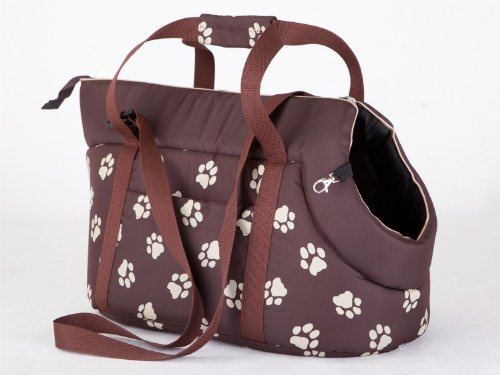 DOGGY Hobbydog TORBWL1 Tragetasche für Hunde und Katzen, 27 x 25 x 43 cm, braun mit Pfoten