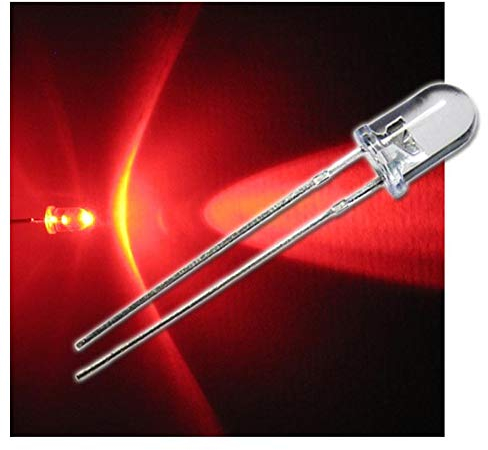 world-trading-net - 10 LEDs 5mm wasserklar blinkend rot Set, Leuchtdiode, bedrahtet, Diode Leuchtend, als Bauteil