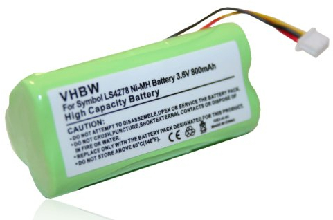 vhbw Akku kompatibel mit Symbol LS4278 Barcodescanner POS (800 mAh, 3,6 V, NiMH) - Ersatz für BTRY-LS42RAA0E-01, BTRY-LS42RAAOE-01, 82-67705-01