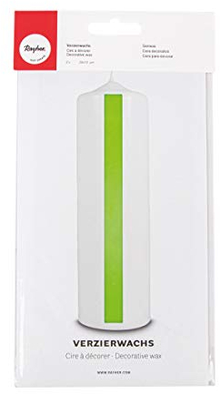 Rayher 3103711 Verzierwachs, hellgrün, 2 Verzierwachsplatten 20 x 10 cm, Wachsfolie zum Kerzen verzieren, Kerzenwachs, Wachsfolie