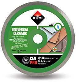 RUBI | Disque Diamant Jante Continue CEV PRO | Coupe Générale de Carreaux de Céramique | Alésage 22,2-25,4 mm | Diámetre Extérieur 180 mm | CEV-180 PRO
