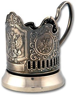 Russisches Kaiserliches Wappen, klassischer russischer Teeglashalter, russischer Podstakannik für heiße oder kalte Flüssigkeiten