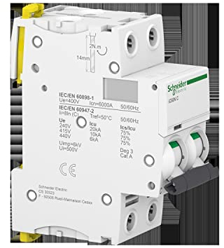 Schneider Electric - Acti9, iC60N Leitungsschutzschalter 2P 16A Kurve C – A9F77216