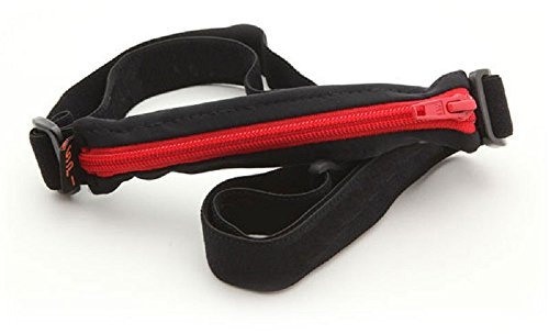SPIbelt - Riñonera para niños.Riñonera para niños, sin balanceo, con apertura para bomba de insulina, dispositivos médicos o auriculares. ¡Para niños activos! - 7BB-K001-003-PTH, negron con zíper rojo