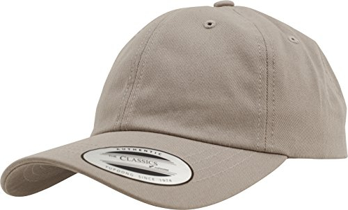 Yupoong Flexfit Low Profile Cotton Twill Unisex Dad Hat Cap für Damen und Herren, 6 Panel Baseball Cap unstructured mit Messingverschluss, khaki, One Size