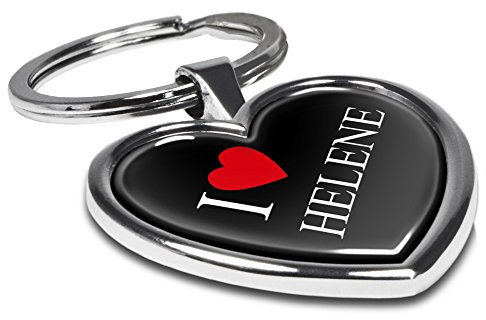 printplanet Schlüsselanhänger mit Namen Helene - Motiv I Love - Herz-Schlüsselanhänger, Namensschlüsselanhänger, personalisierter Anhänger, Herz-Anhänger, Chrom