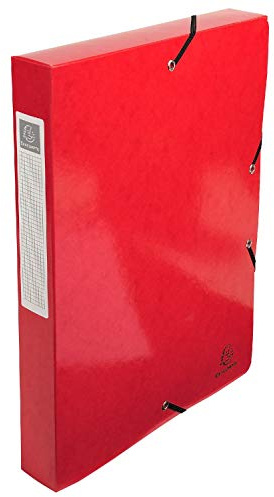 Exacompta 59925E 1 Abheftbox mit Gummibändern IDERAMA aus Glanzkarton 600g/m2 Rückseite 4 cm Maße 25 x 33 cm für A4-Dokumente Farbe Rot wird montiert geliefert