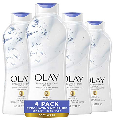 Olay Daily Exfoliating with Sea Salts Body Wash, 22 oz, (4 Count)