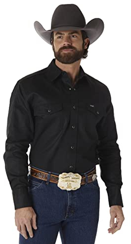 Wrangler Men's Ms70819-m button down shirts, Black, M UK