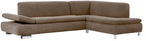 Max Winzer 28712632051753 Polsterecke Tournai 2.5-Sitzer mit Ecksofa rechts samtiges Flachgewebe, sahara