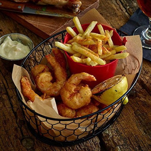 Genware Black Wire Basket - Black Wire Fast Food Basket, Great for Serving Bread or Main Meals