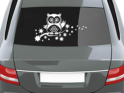 Auto Klebefolie Eule auf Ast, Car styling Aufkleber mit Sternen, Aufkleber Heckscheibe für Frauen / 39x70cm / 070 schwarz