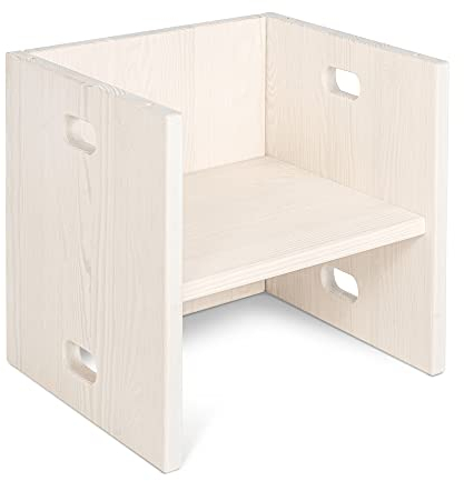 Original Wendehocker Elena von BioKinder® | Stapelhocker mit verschiedenen Sitzhöhen aus Bio-Kiefernmassivholz, Naturweiß lasiert | 35 x 35 x 35 cm