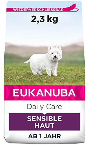 Eukanuba Daily Care Sensitive Skin Hundefutter - Trockenfutter für Hunde mit sensibler Haut, Hyoallergenes Futter mit Fisch, 2,3kg