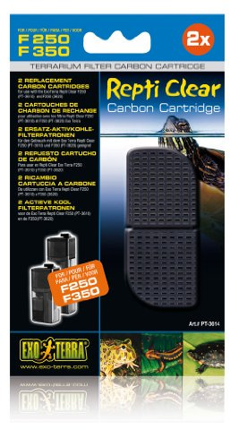 Exo Terra Repti Clear, Aktivkohle Einsatz, Kohlepatrone, für den Repti Clear F250 und F350, 2er Pack