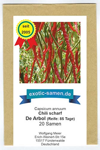 RWS De Arbol - rojo picante de chile - 20 semillas