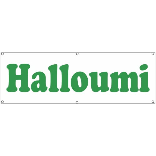 Indigos UG - Plane wasserdicht Gerüstplane - p145 - Halloumi - Banner - 200 cm x 67 cm - Baustelle, Garten, Zaun oder Veranstaltung im Sommer - Werbeplane, Werbung