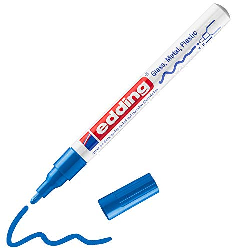 edding 751 Glanzlackmarker - blau - 1 Lackmarker - Rundspitze 1-2 mm - Lackstift für Glas, Stein, Holz, Kunststoff und Papier - wasserfest, stark deckend