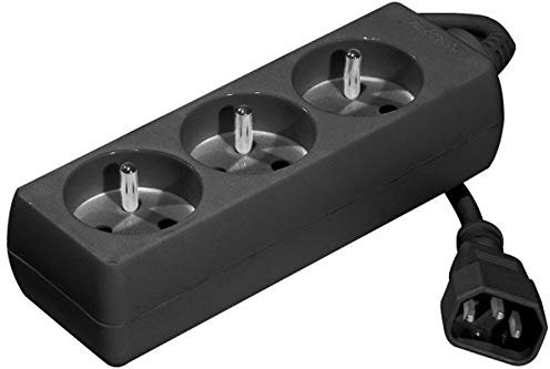 CONECTICPLUS - Regleta eléctrica (3 enchufes IEC 14, 4 m), color negro