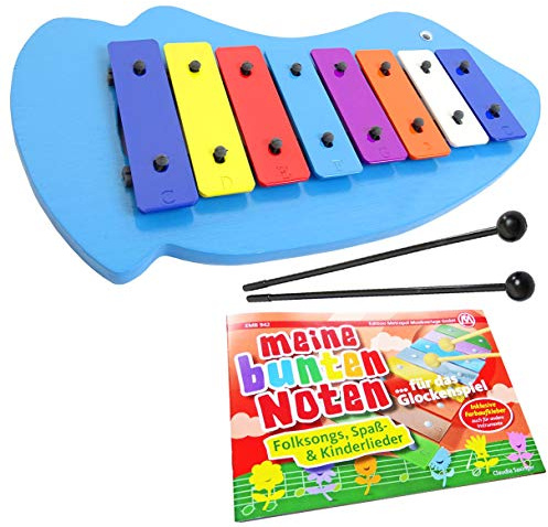 keepdrum Glockenspiel Fisch + Notenheft Meine bunten Noten - Lernen mit Farben