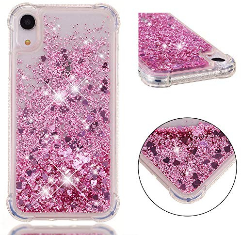 Liquid Case Compatible with iPhone XR Silicone, 3D Moving Sand Transparent Shiny Liquid Crystal Glitter Soft TPU Gel Silicone Back Cover Case Compatible with iPhone XR