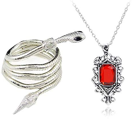 YouU 2 Stück City of Bones Isabelle Lightwoods Electrum Whip Serpent Snake Armband und Halskette Set mit Aufbewahrungsbox