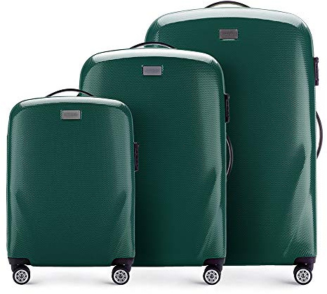 WITTCHEN PC Ultra Light Hartgepäck Reisekoffer Trolley Koffer 3er Koffer Set aus Polycarbonat Vier Lenkrollen TSA Kombinationsschloss Aluminium Teleskopgriff Größe (S+M+L) Grün