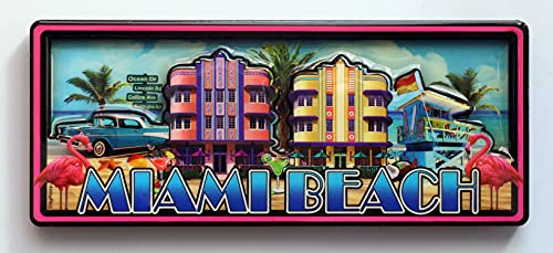 World By Shotglass Miami Beach Florida Doppelschichtiger MDF-Magnet, 5,1 x 11,4 cm