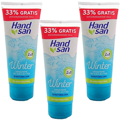 3x 100ml Handsan Winter Handcreme 2in1 24h Feuchtigkeit mit Shea & Cocoa Butter PH Neutral
