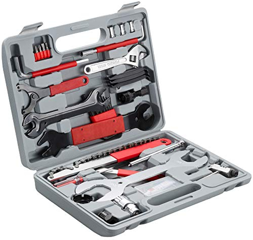 tectake® Caja Herramientas para Bicicleta con Maletin Herramientas Compacto, incluye Destornilladores y Llave Inglesa - 33 x 7 x 25,5 cm 50 Piezas